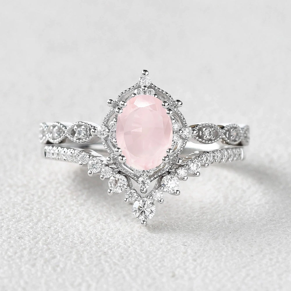 1.5ct Padparadscha Sapphire Signature Vintage Ring Set 2pcs - Charlotte Traditional Memento Sturdy Article