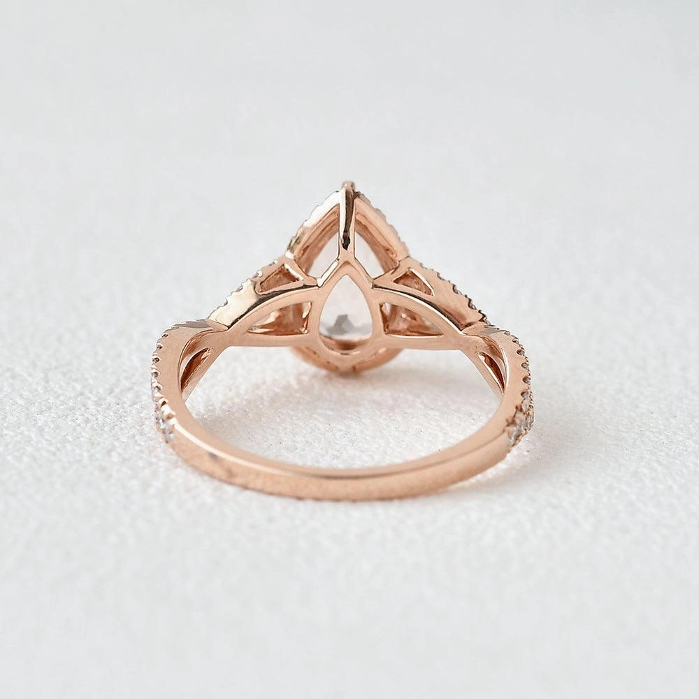Vintage Sign Gift Accent 1.5ct Pear Shaped Morganite Infinity Vintage Halo Ring