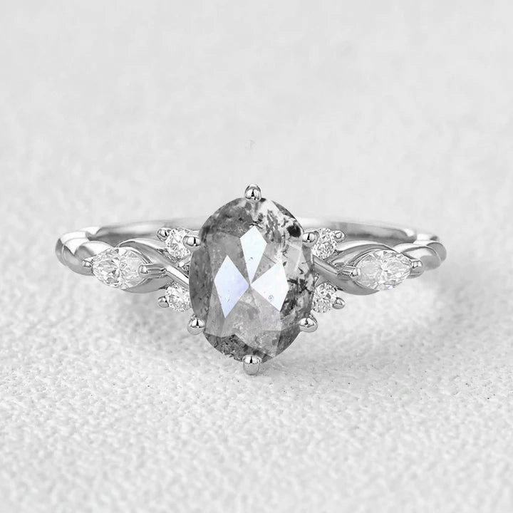 1.5ct Salt and Pepper Diamonds Infinity Engagement Ring Trendy Appeal