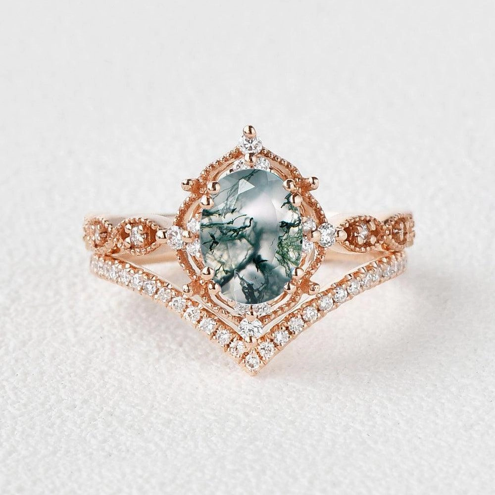 Glam Statement Branded item 1.5ct Signature Oval Vintage Ring Set 2pcs - Adalee