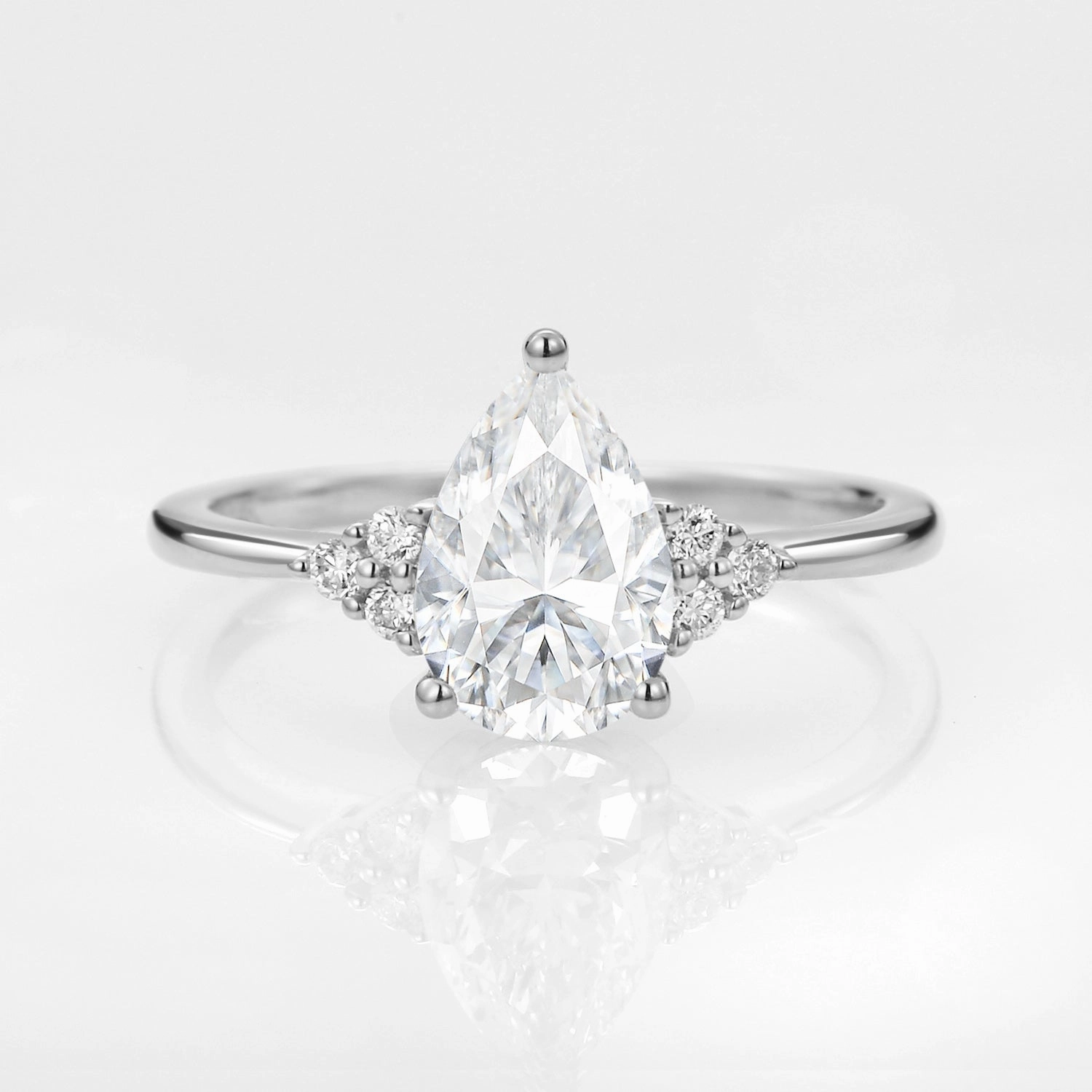Elegant Balance Everyday Vibe 1.5ct Signature Pear Moissanite Vintage Cluster Ring - Lydia