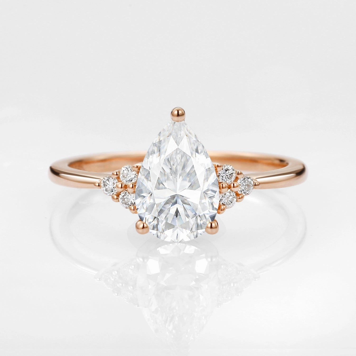 Glam Look 1.5ct Signature Pear Moissanite Vintage Cluster Ring - Lydia