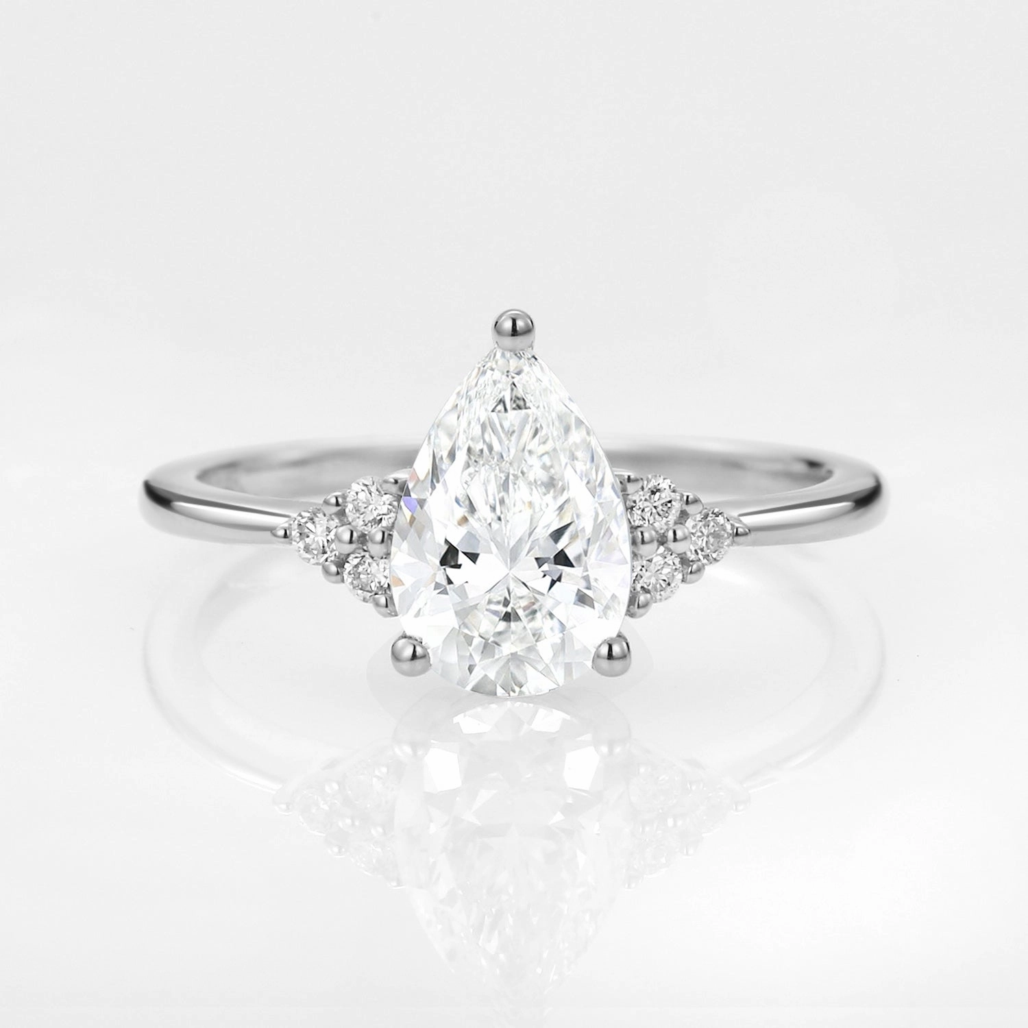 1.5ct Signature Pear Moissanite Vintage Cluster Ring - Lydia Contemporary piece Trendy Gift