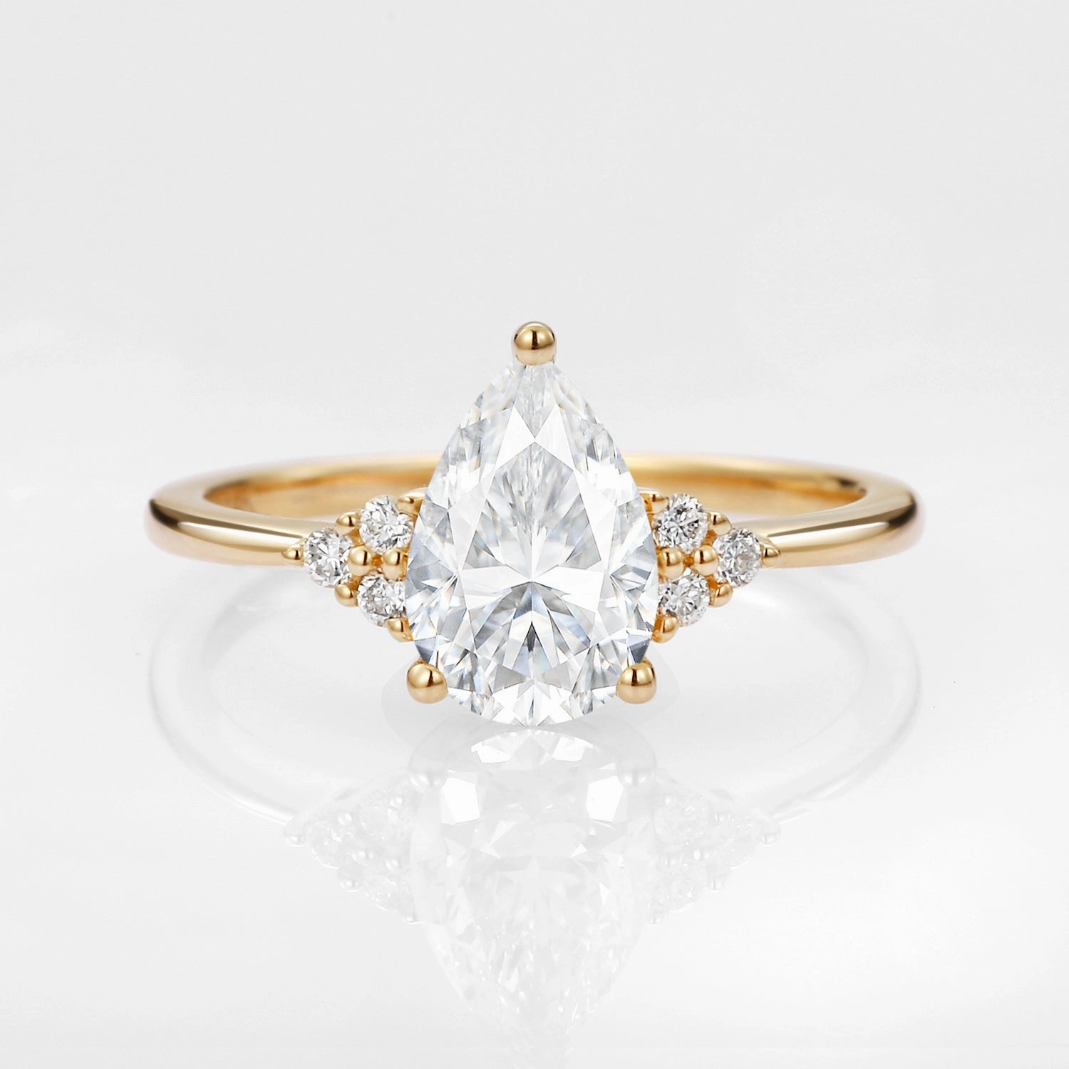 Luxury Element 1.5ct Signature Pear Moissanite Vintage Cluster Ring - Lydia