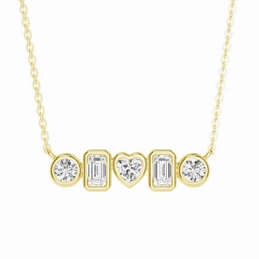 Sparkling Shine 1 CT. Multi Shape Moissanite Bezel Five Stone Fashion Pendant Necklace