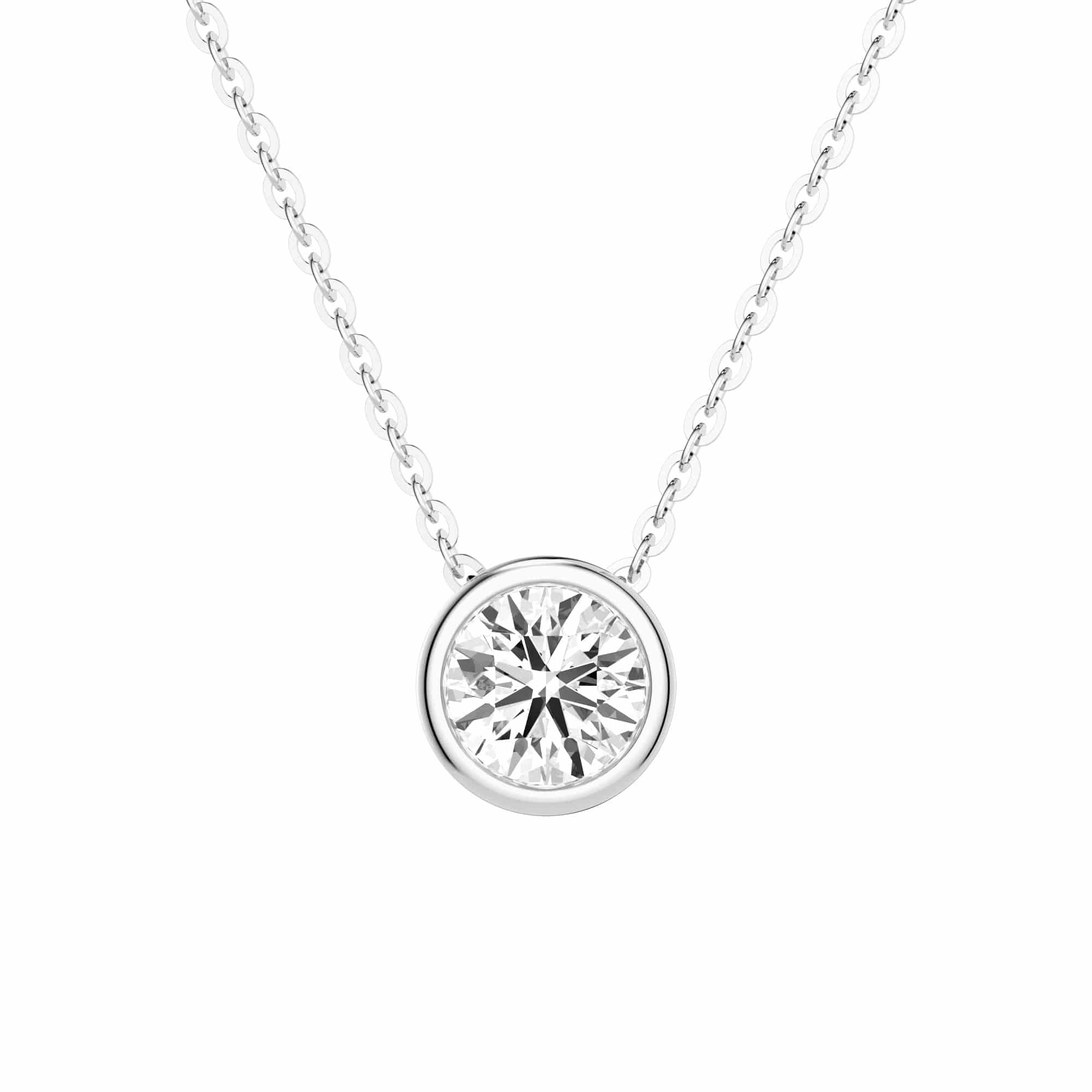Travel Style Exquisite Sparkle 1 CT. Round Cut Moissanite Bezel Set Pendant Necklace