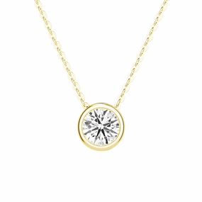 1 CT. Round Cut Moissanite Bezel Set Pendant Necklace Delicate Detail holiday season
