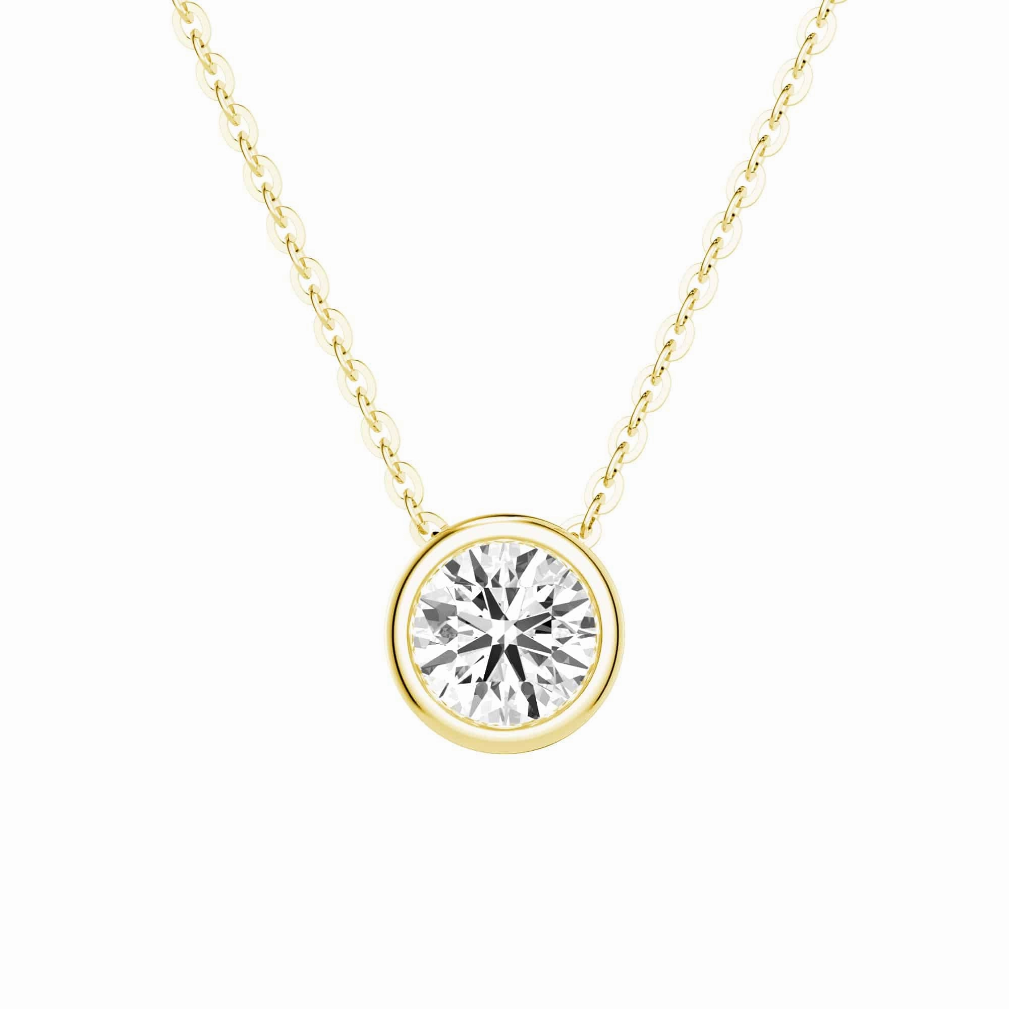 Weekend Outfit Luxury Accessory 1 CT. Round Cut Moissanite Bezel Set Pendant Necklace