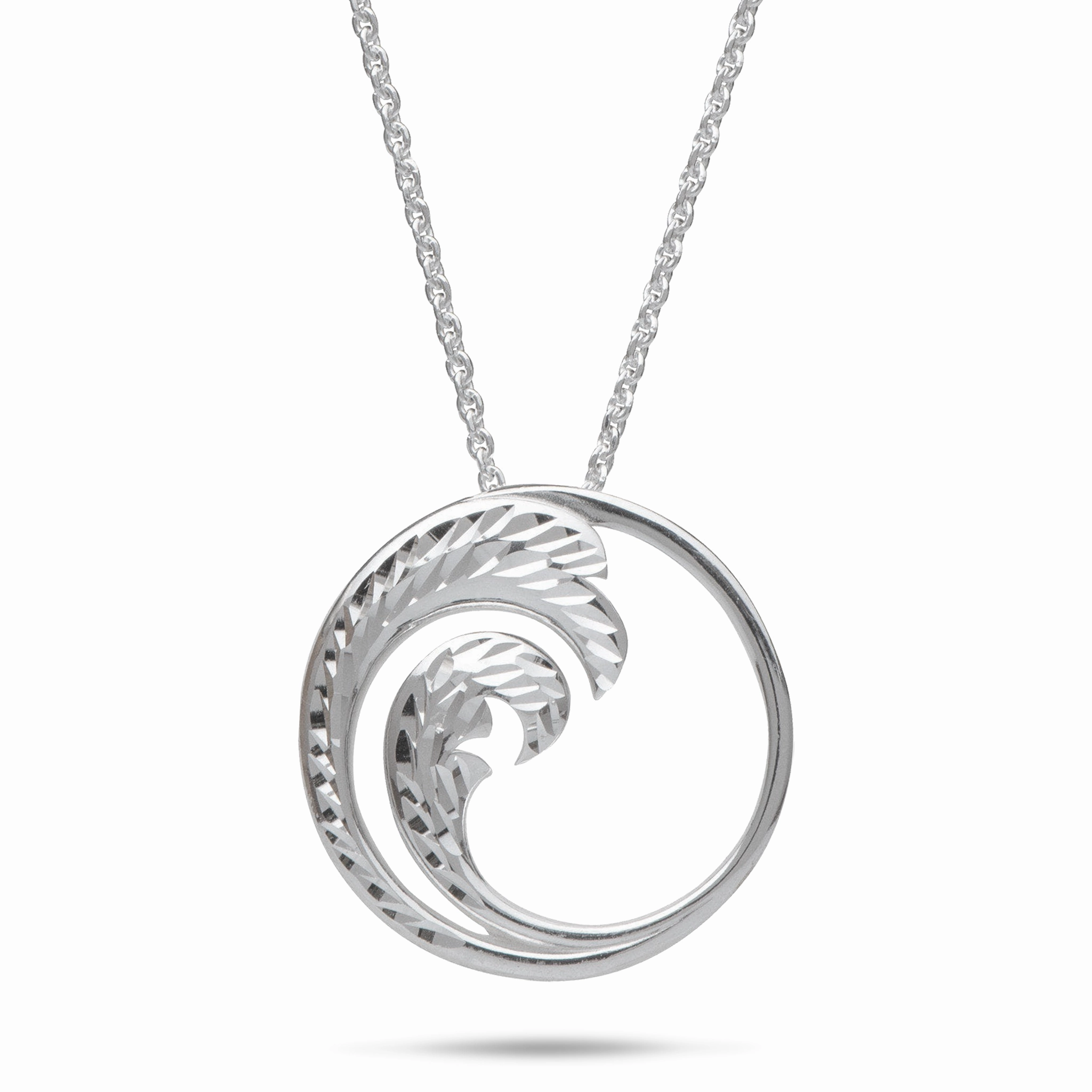 Radiant Glow Radiant Shine Look 24" Adjustable Nalu Pendant Necklace in Sterling Silver - 24mm