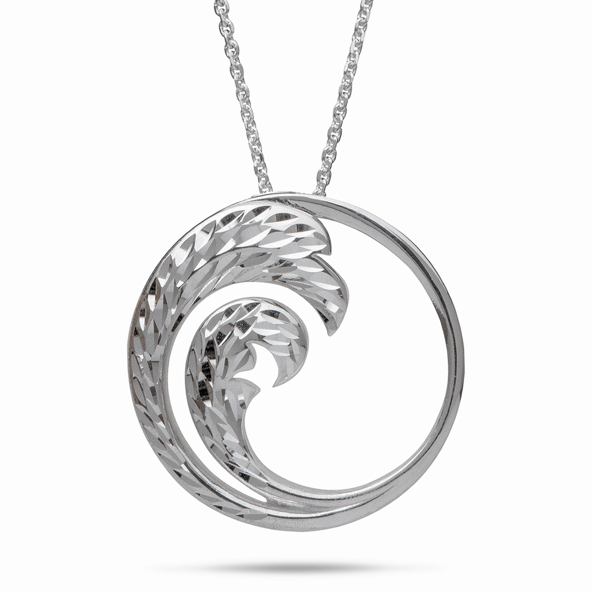 Signature Edge 24" Adjustable Nalu Pendant Necklace in Sterling Silver - 30mm