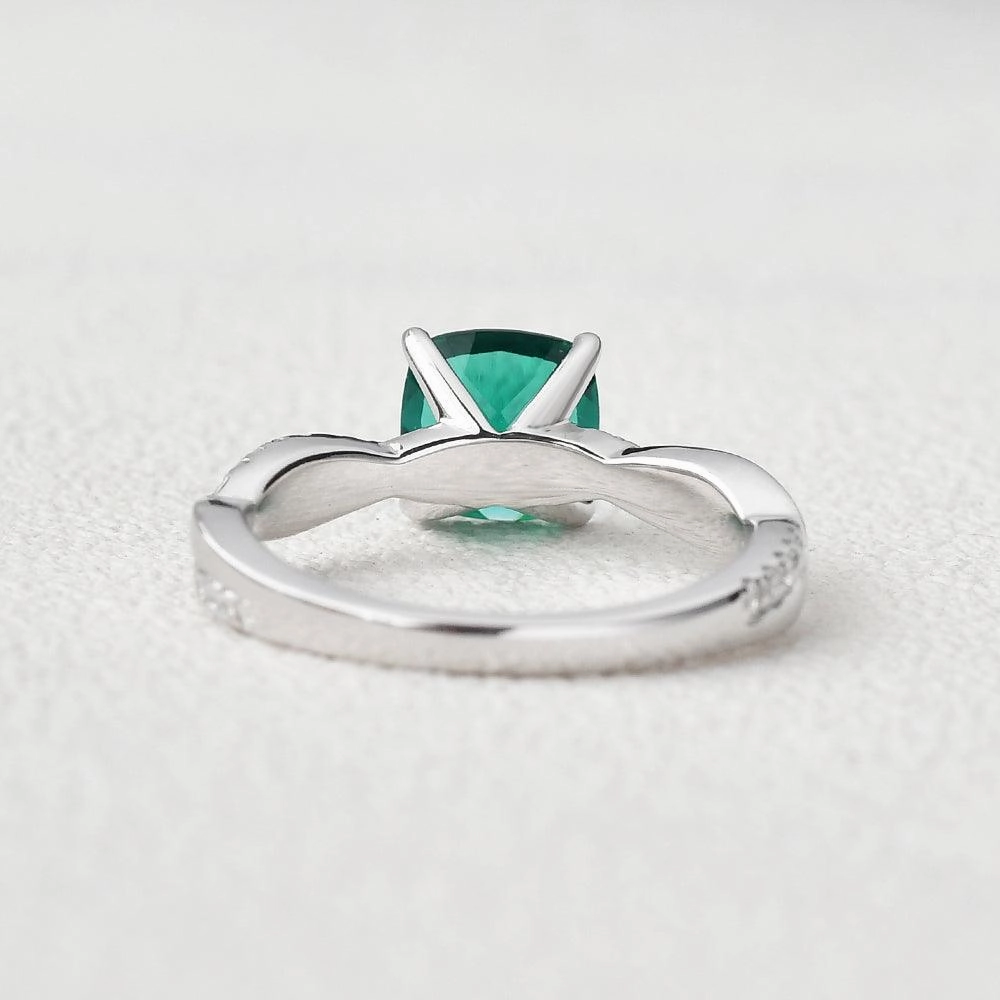 Artistic Craft Unique Article 2.0ct Cushion Cut Emerald Classic Solitaire Twist Ring