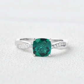 No Brand Modern Touch 2.0ct Cushion Cut Emerald Classic Solitaire Twist Ring