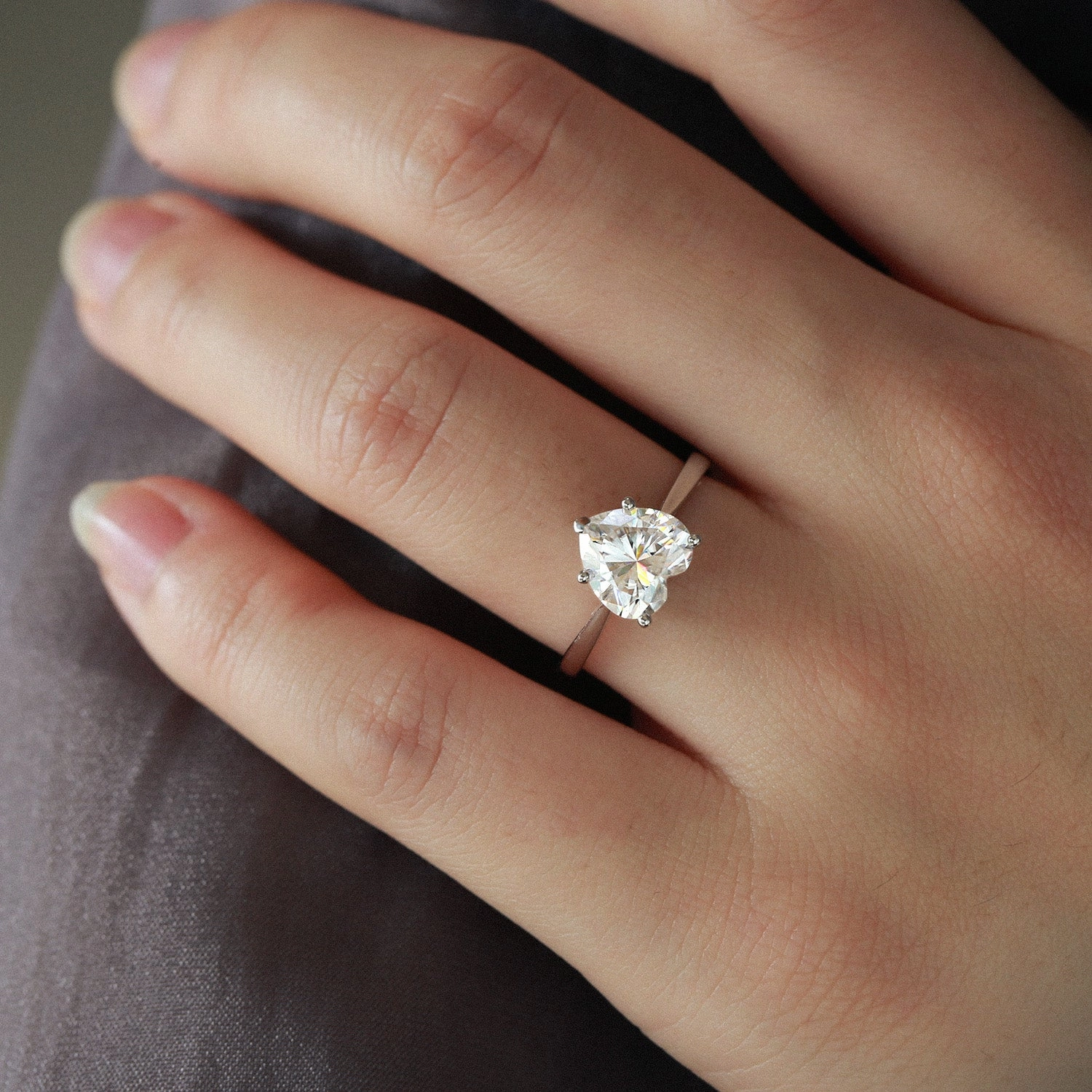 2.0ct Heart Shaped Moissanite Classic Solitaire Ring Exclusive Product Amazing Symbol