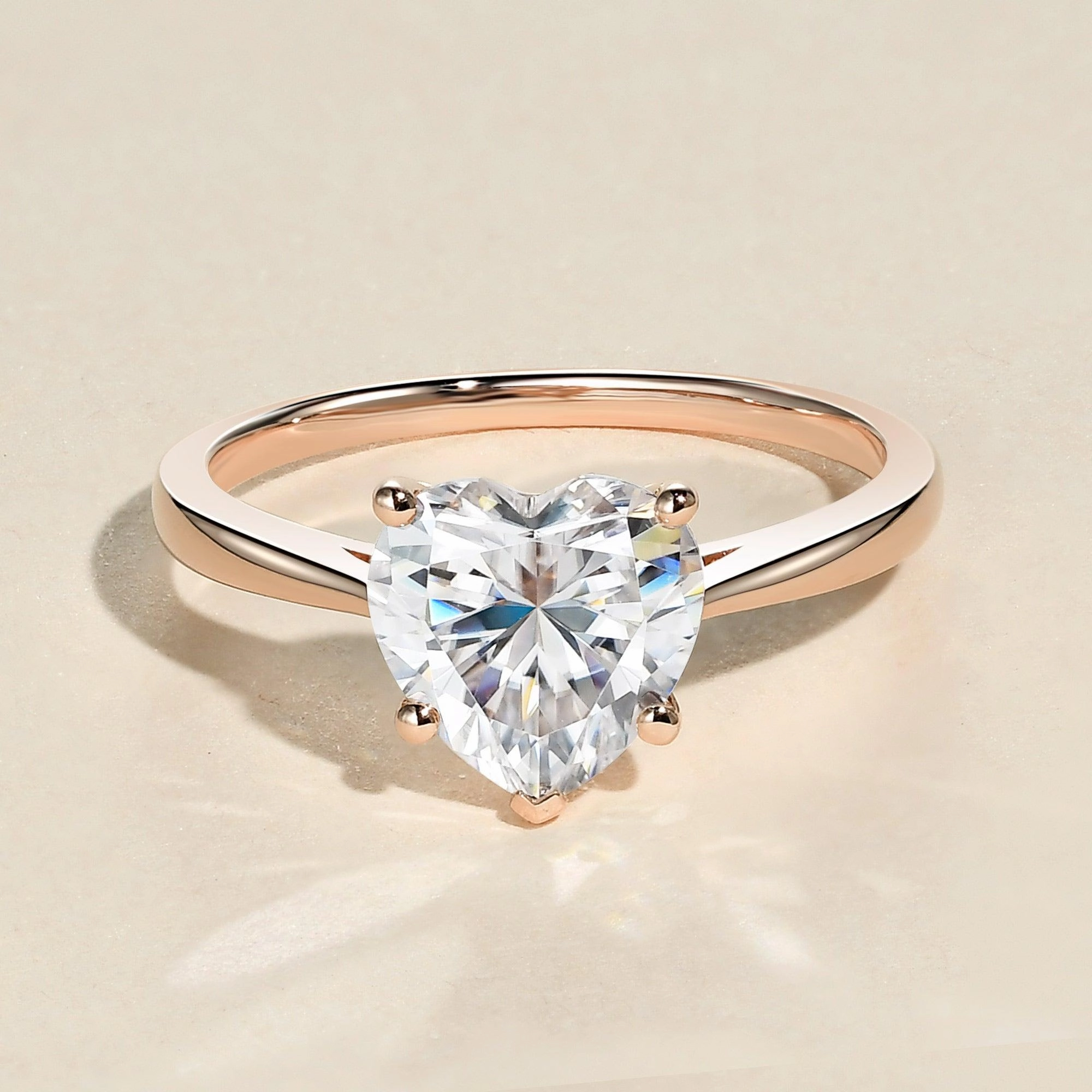 Fresh Finish Handcrafted Pieces 2.0ct Heart Shaped Moissanite Classic Solitaire Ring