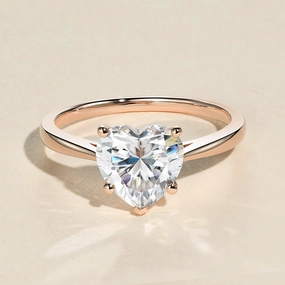 Fresh Finish Handcrafted Pieces 2.0ct Heart Shaped Moissanite Classic Solitaire Ring