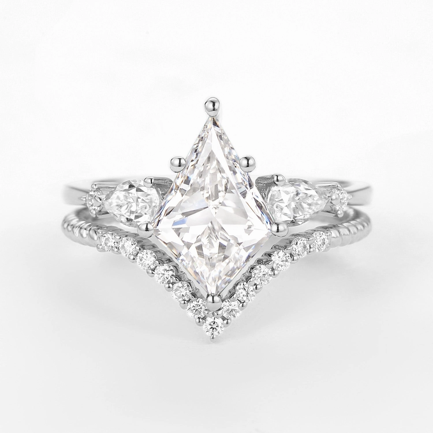 Processed Item Special Friend 2.0ct Kite Lab Grown Diamond Three Stones Engagement Ring Set 2pcs - Delilah