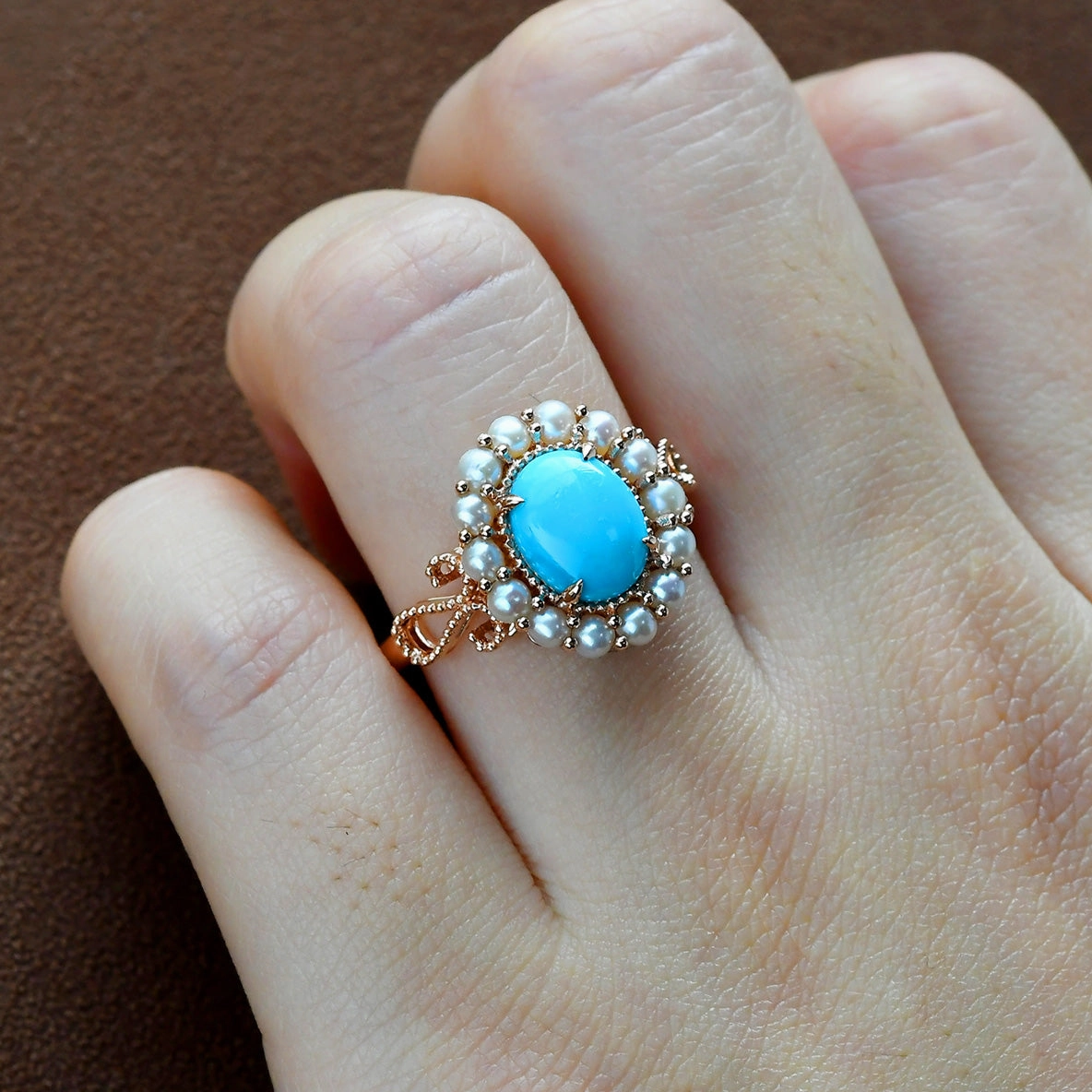 2.0ct Oval Turquoise Bohemian Vintage Halo Ring Delicate Symbol Elegant Simplicity
