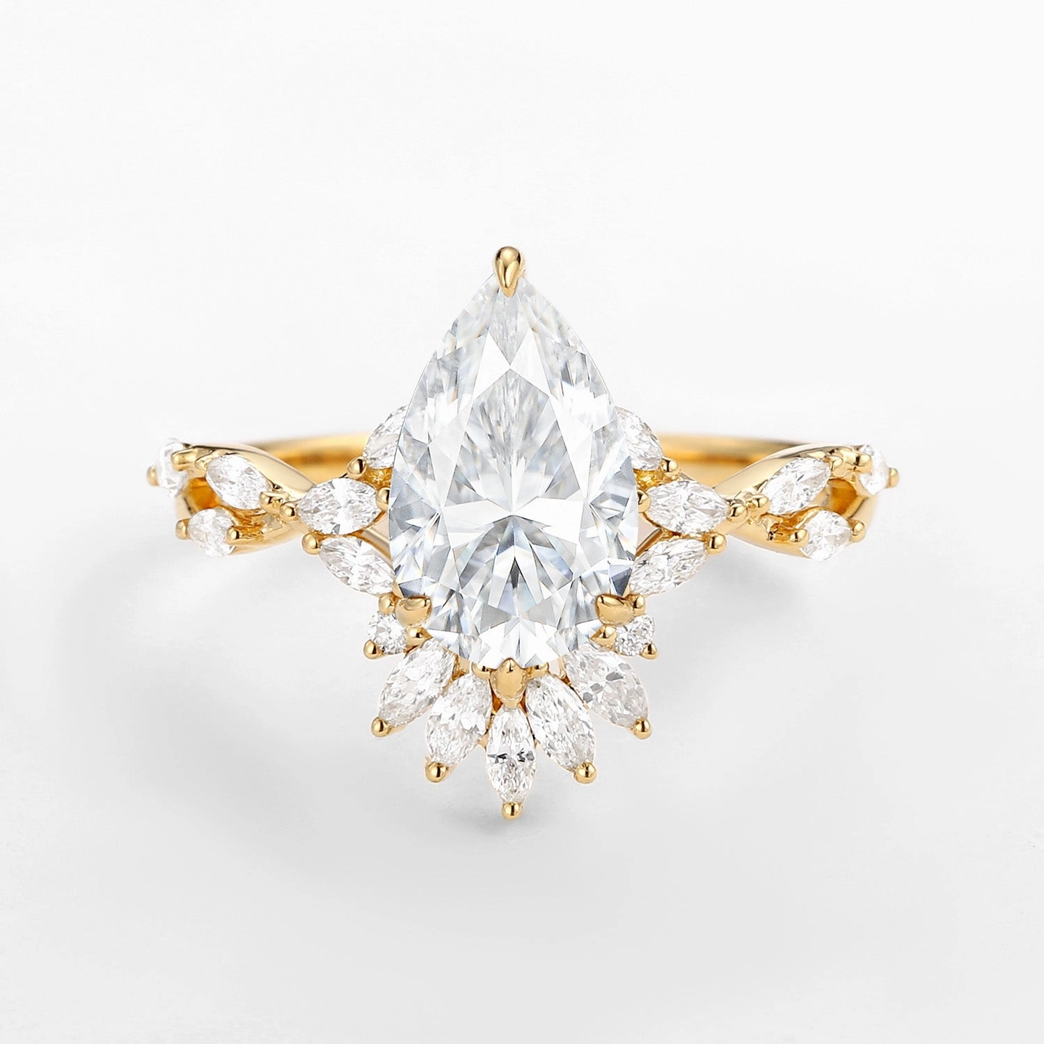 Amazing Decoration Refined Motion 2.0ct Pear Pink Moissanite Antique Marquise Cluster Ring