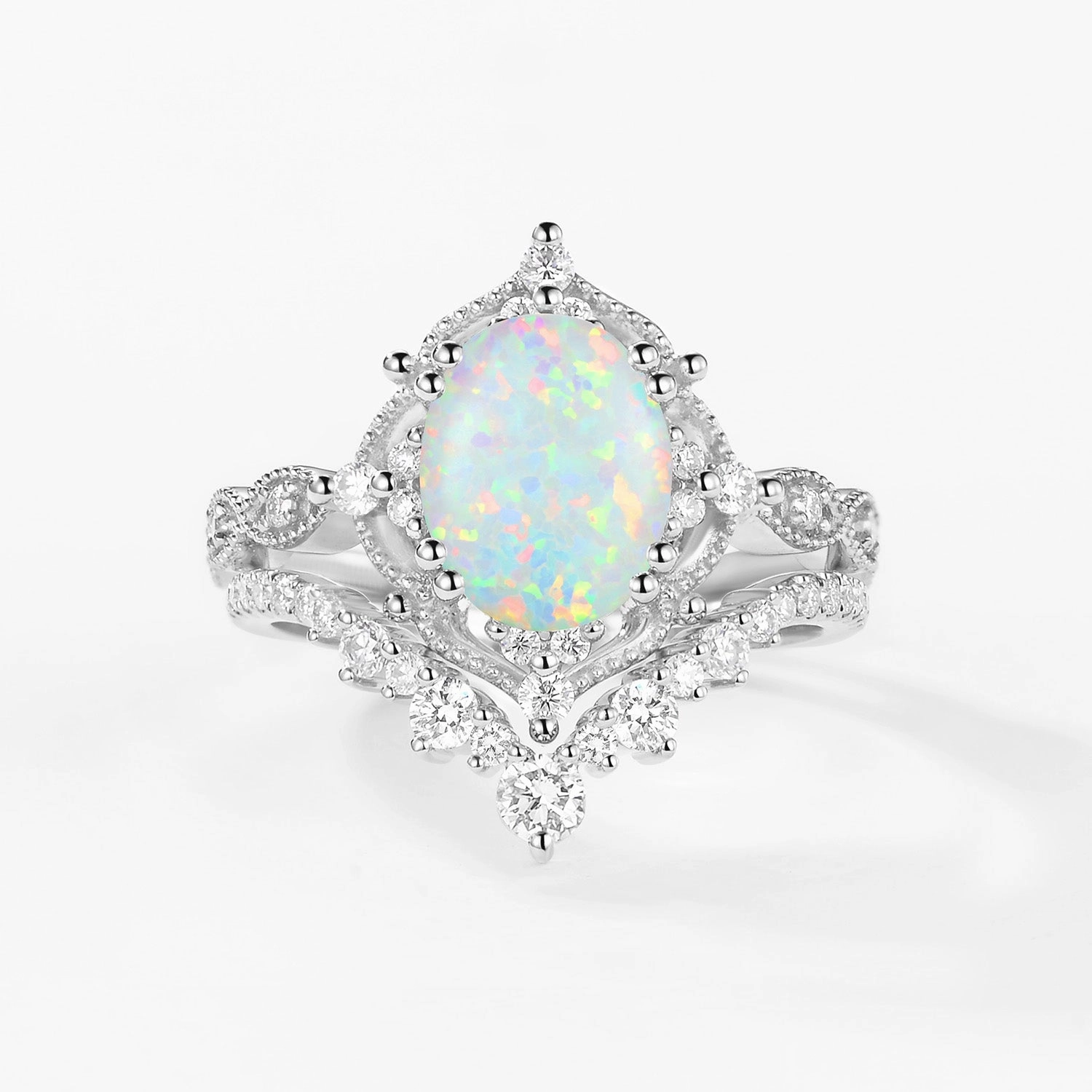 2.0ct Signature Vintage Moss Agate Big Ring Set 2pcs - Charlotte Crisp Look Elegant Article