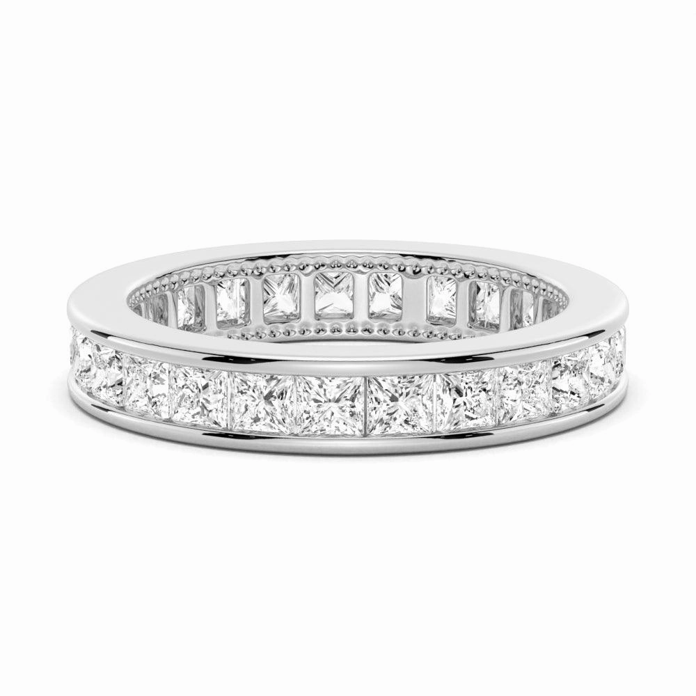 2.48 CT. Channel Set Princess Cut Moissanite Eternity Wedding Band Perfect Accessory Charming Jewelry