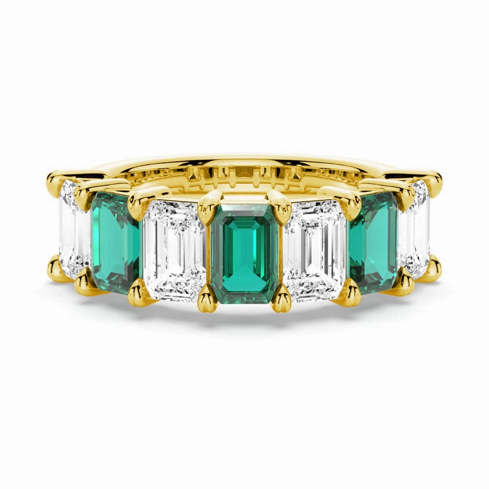 2.88ctw. Classic Lab Grown Emerald Moissanite Anniversary Band Layered Texture