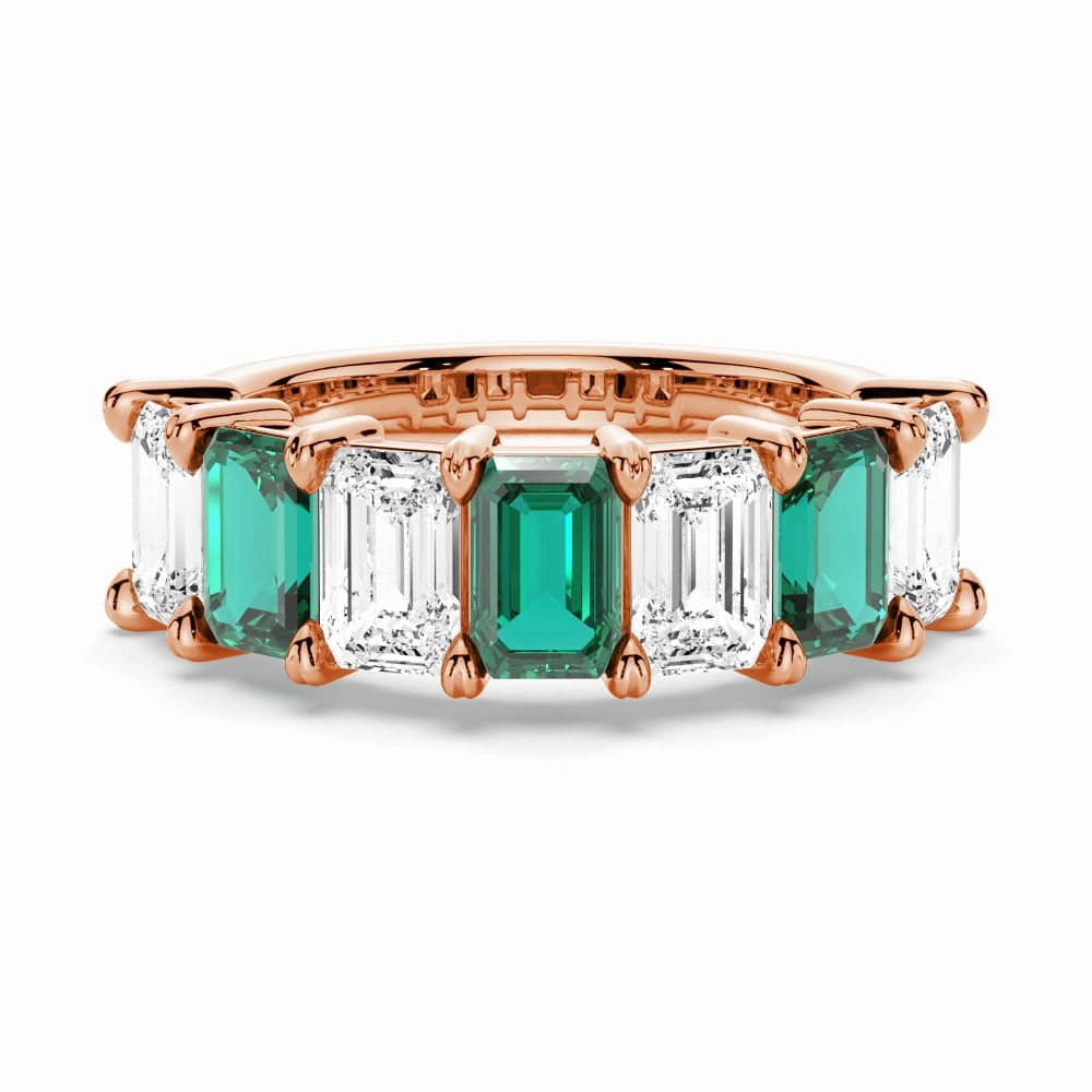 Elegant Pairing 2.88ctw. Classic Lab Grown Emerald Moissanite Anniversary Band