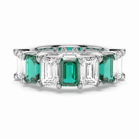 Artistic Touch 2.88ctw. Classic Lab Grown Emerald Moissanite Anniversary Band