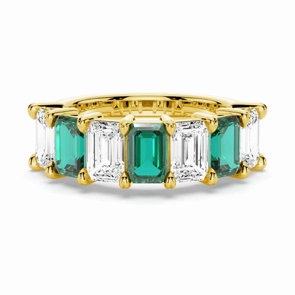 2.88ctw. Classic Lab Grown Emerald Moissanite Anniversary Band Boho Mood Statement Layer