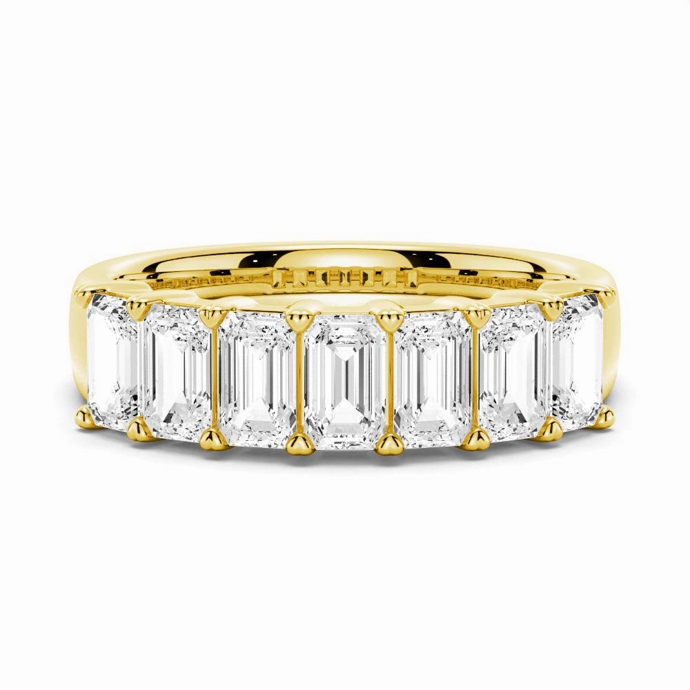 2.8 ctw Emerald Cut Moissanite Half Eternity Band Minimal Design Occasion Perfect