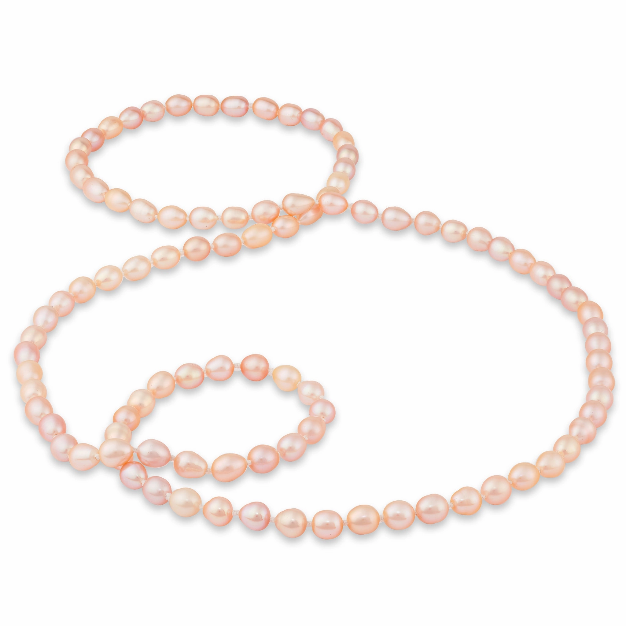 Elegant Statement 38" Peach Freshwater Pearl Strand - 7-8mm