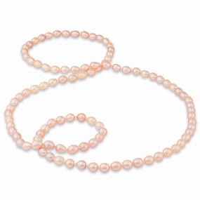 Elegant Statement 38" Peach Freshwater Pearl Strand - 7-8mm