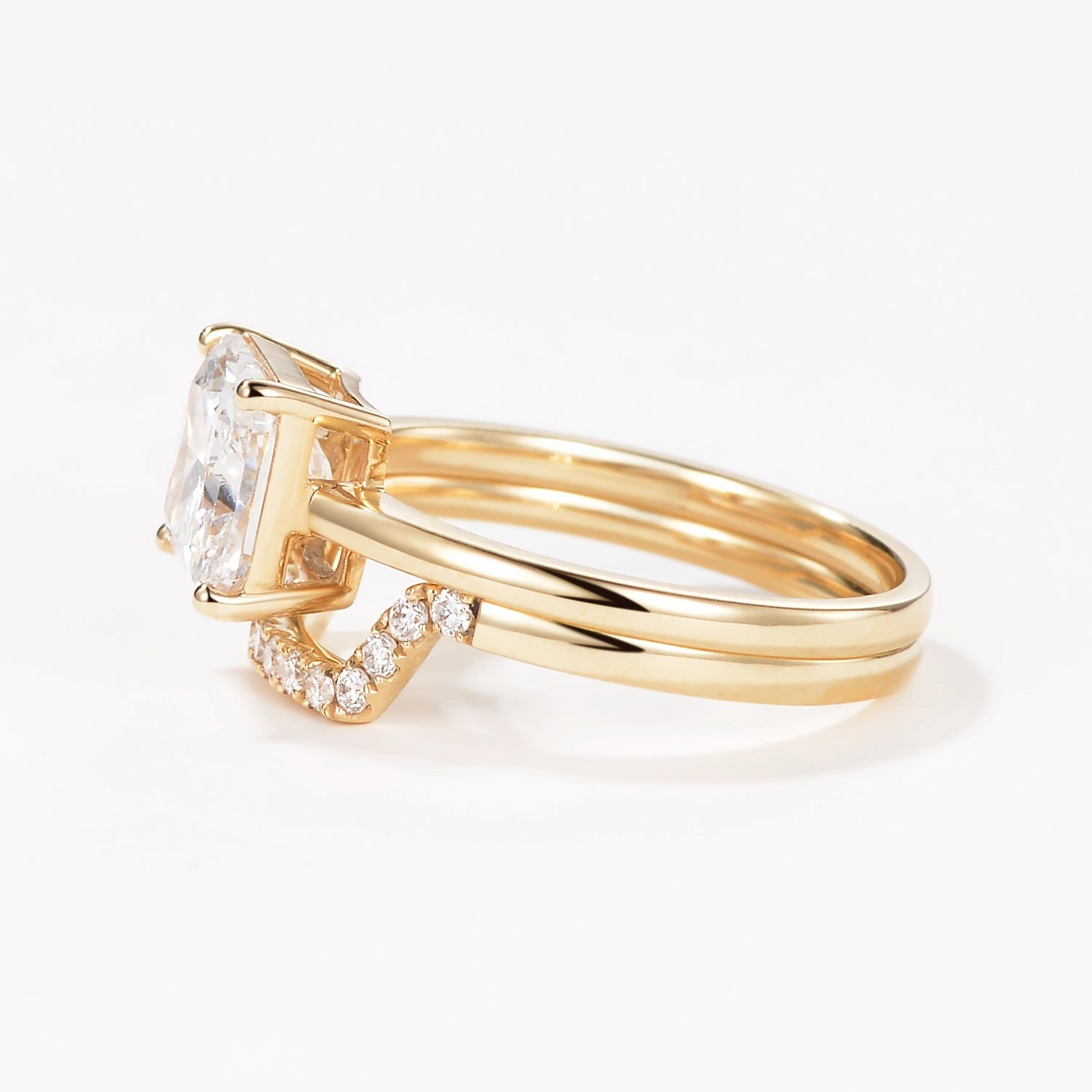 Golden Hour Everyday Mood 3.0ct Radiant Cut Moissanite Solitaire Ring Set 2pcs