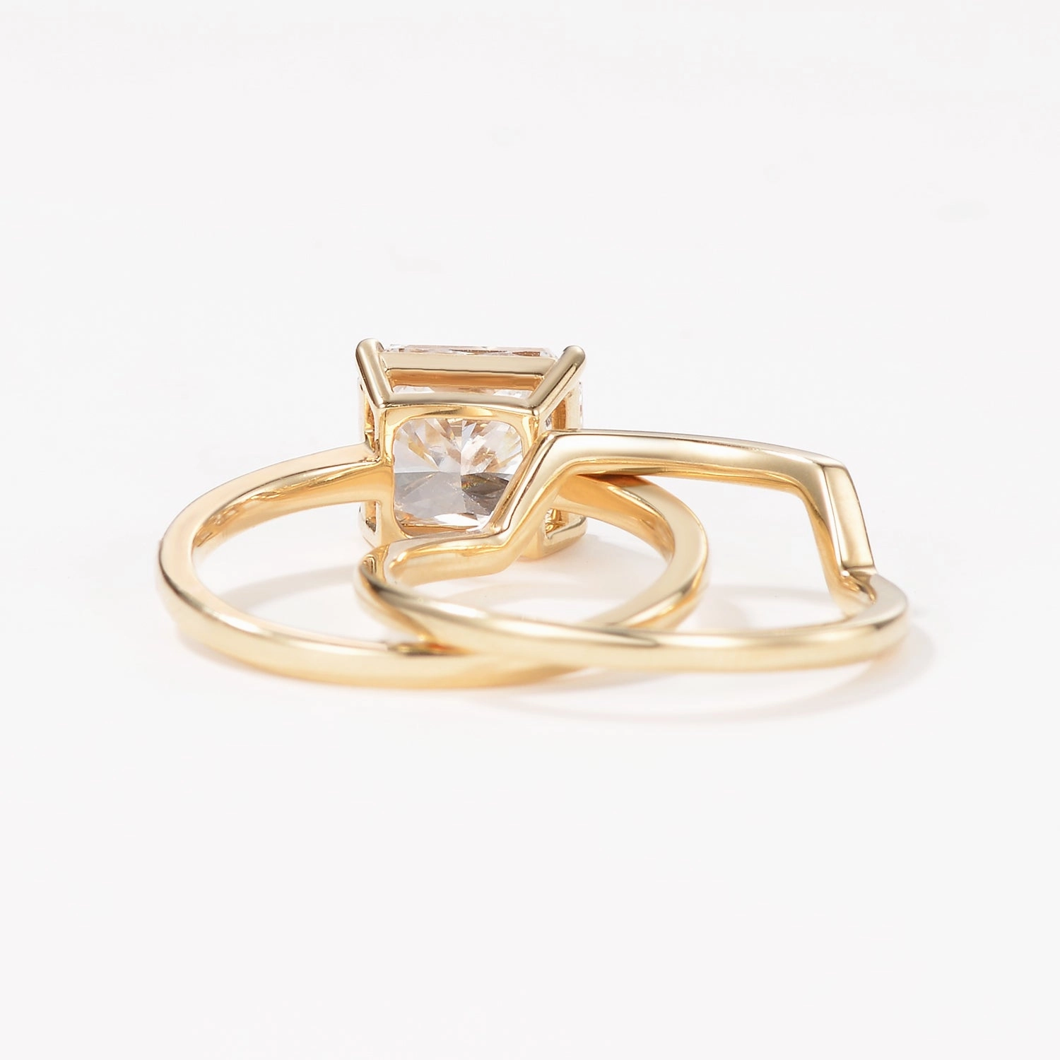 3.0ct Radiant Cut Moissanite Solitaire Ring Set 2pcs Rich Color