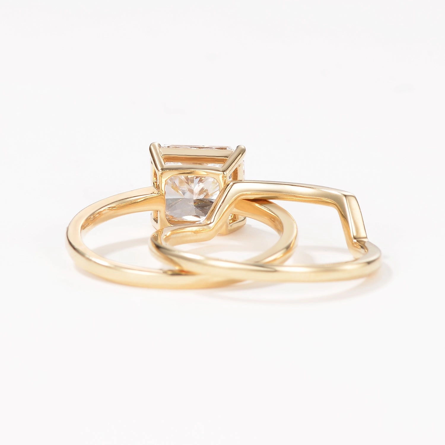 3.0ct Radiant Cut Moissanite Solitaire Ring Set 2pcs Next generation