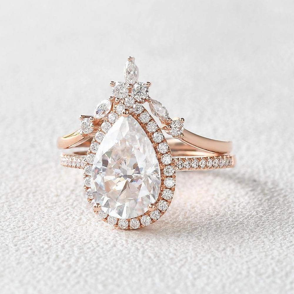 3.5ct Moissanite Inspired Engagement Ring Set 2pcs Refined Spark