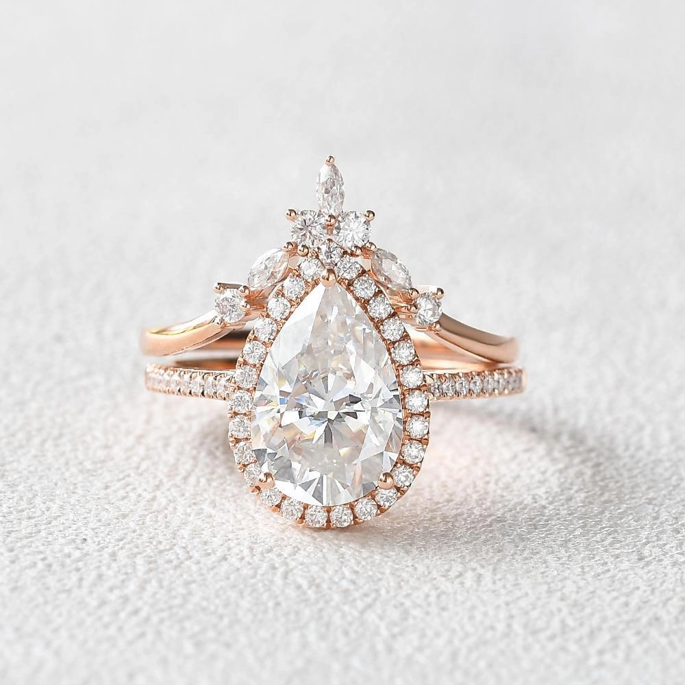 Artisan Finish 3.5ct Moissanite Inspired Engagement Ring Set 2pcs