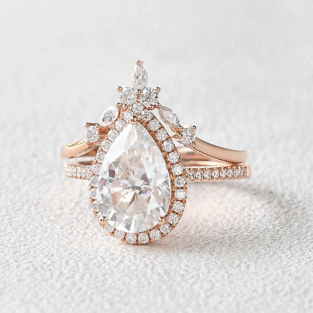 3.5ct Moissanite Inspired Engagement Ring Set 2pcs Meaningful Product Strong Construction