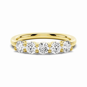 3.75mm 5 Stone Shared Prong Moissanite Anniversary Band Eye Catching Sophisticated Shine