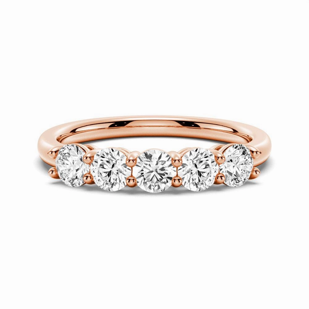 Timeless Piece Elegant Shape 3.75mm 5 Stone Shared Prong Moissanite Anniversary Band