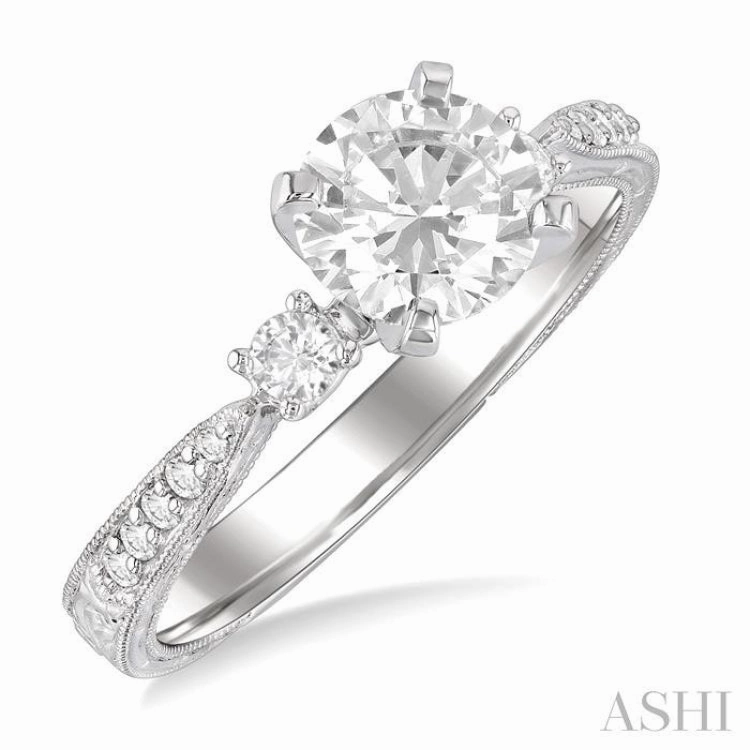 5/8 Ctw Diamond Engagement Ring with 3/8 Ct Round Cut Center Stone in 14K White Gold Daily Contour Comfortable Ornament