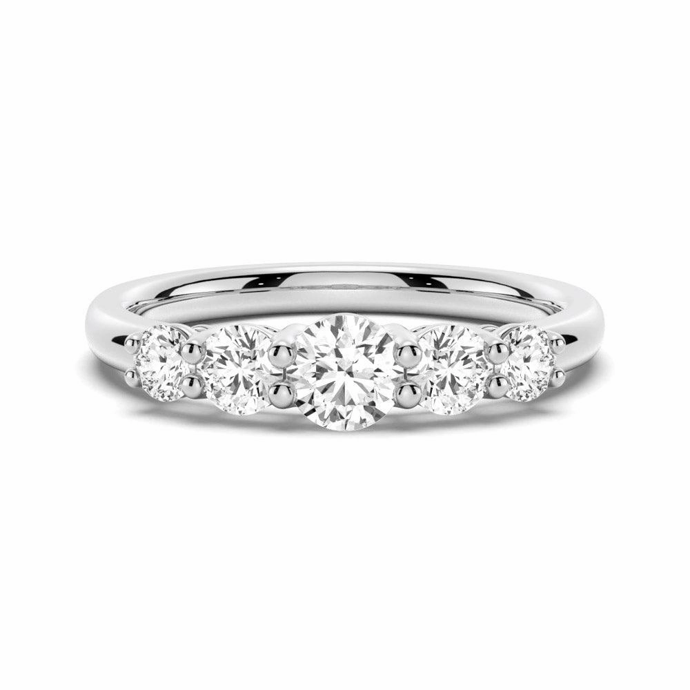 Glamorous Detail 5 Stone Shared Prong Moissanite Anniversary Band