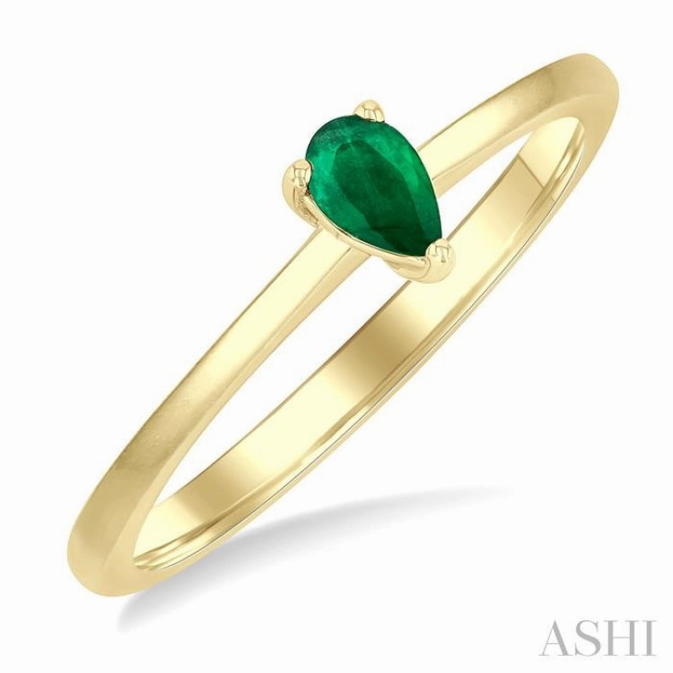 5x3 MM Pear shape Emerald Precious Solitaire Ring in 14K Yellow Gold Dynamic Gift