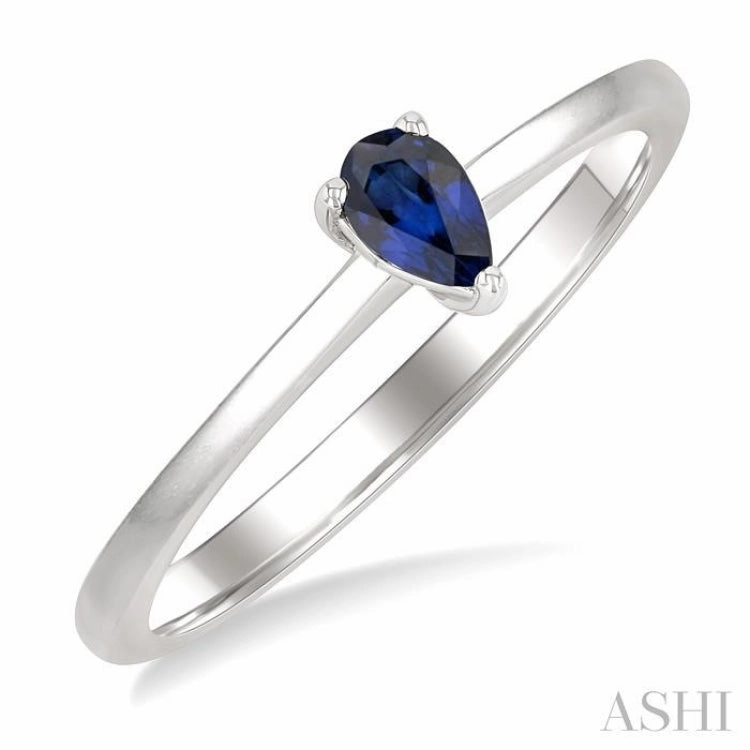 Statement Jewelry 5x3 MM Pear Shape Sapphire Precious Solitaire Ring in 14K White Gold