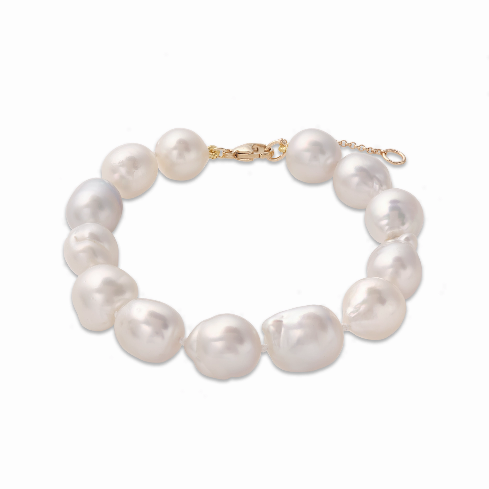 7.5-9" Adjustable South Sea Silver and White Pearl Bracelet in Gold - 9-13mm Urban Mood
