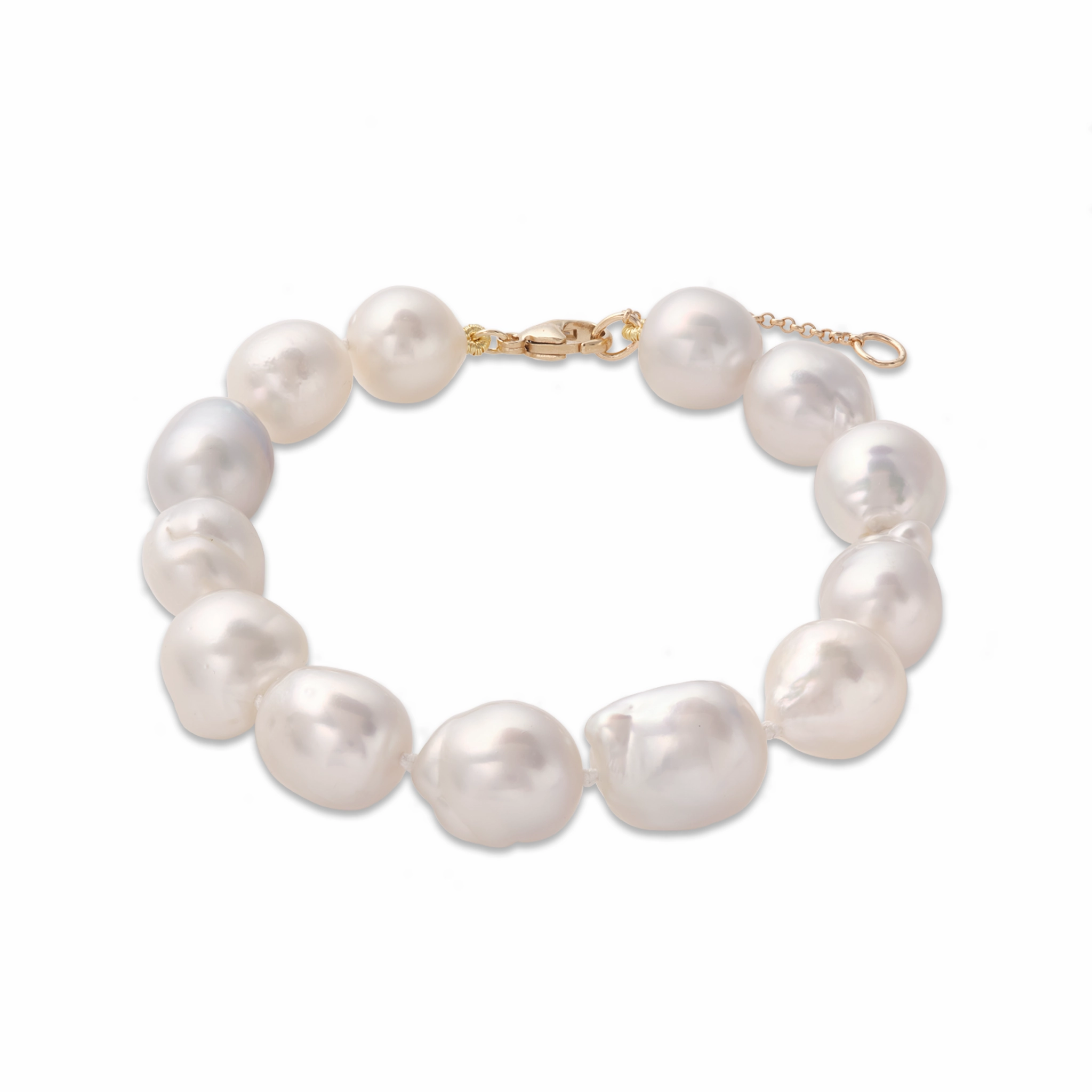7.5-9" Adjustable South Sea Silver and White Pearl Bracelet in Gold - 9-13mm Refined Vibe