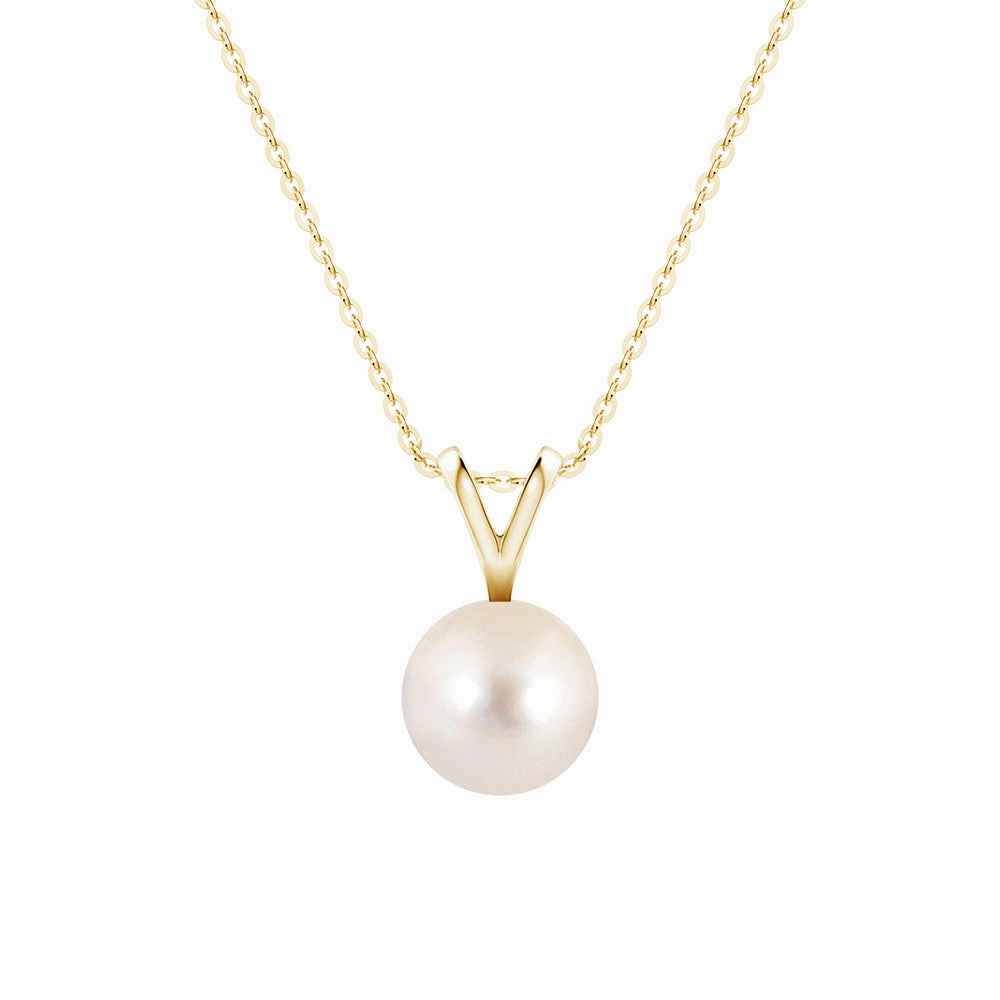 Colorful Glow 8mm Freshwater Cultured Pearl Solitaire V Bale Pendant