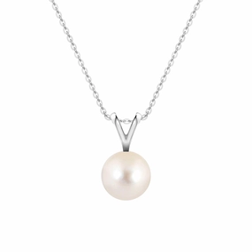 8mm Freshwater Cultured Pearl Solitaire V Bale Pendant Artisan Jewelry