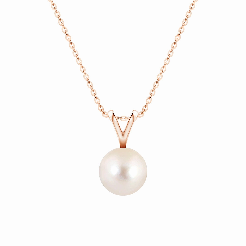 Fashionable Look 8mm Freshwater Cultured Pearl Solitaire V Bale Pendant
