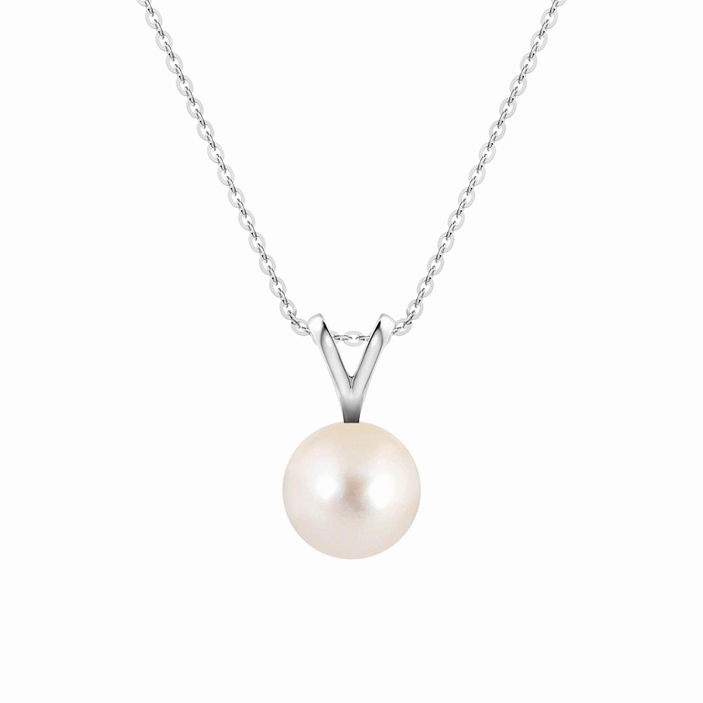 Runway Inspired 8mm Freshwater Cultured Pearl Solitaire V Bale Pendant