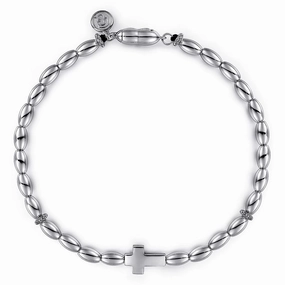 925 Sterling Silver Beaded Cross Bracelet Classic Jewelry Iconic design